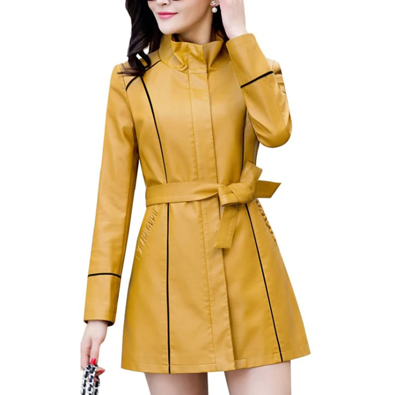 Autumn slim fit ladies leather long coats sheepskin plus size overcoat women sheepskin long coat at reasonable price