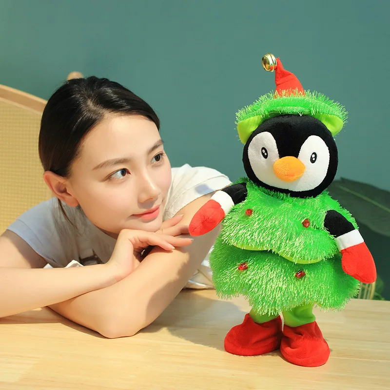 Factory 13*35 cm Cute Dancing Singing Talking Recording Christmas Tree Plush Doll Stuffed Electrical Toys
