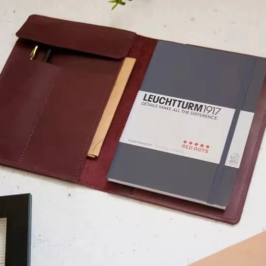 Custom School Office Supplies Document Bag Briefcase New File Folder A5 Leather Zippered Portfolio LAP-0036