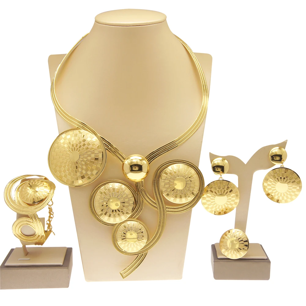 Zhuerrui High Quality Bridal Wedding Jewelry Set 18 k Neckless Jewelri Fashion Sets Brazilian Gold Jewelry Wholesale NH00064