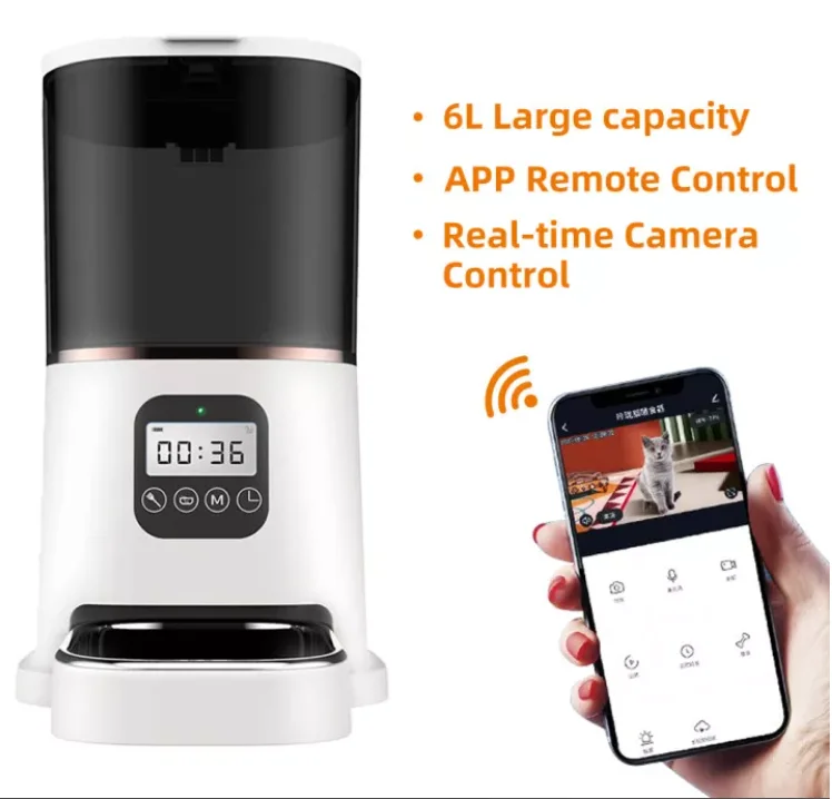New Automatic Pet APP Feeder Auto Timed Dog Cat rfid Slow Eating Food Dispenser Pet Stainless Steel Bowl with Camera
