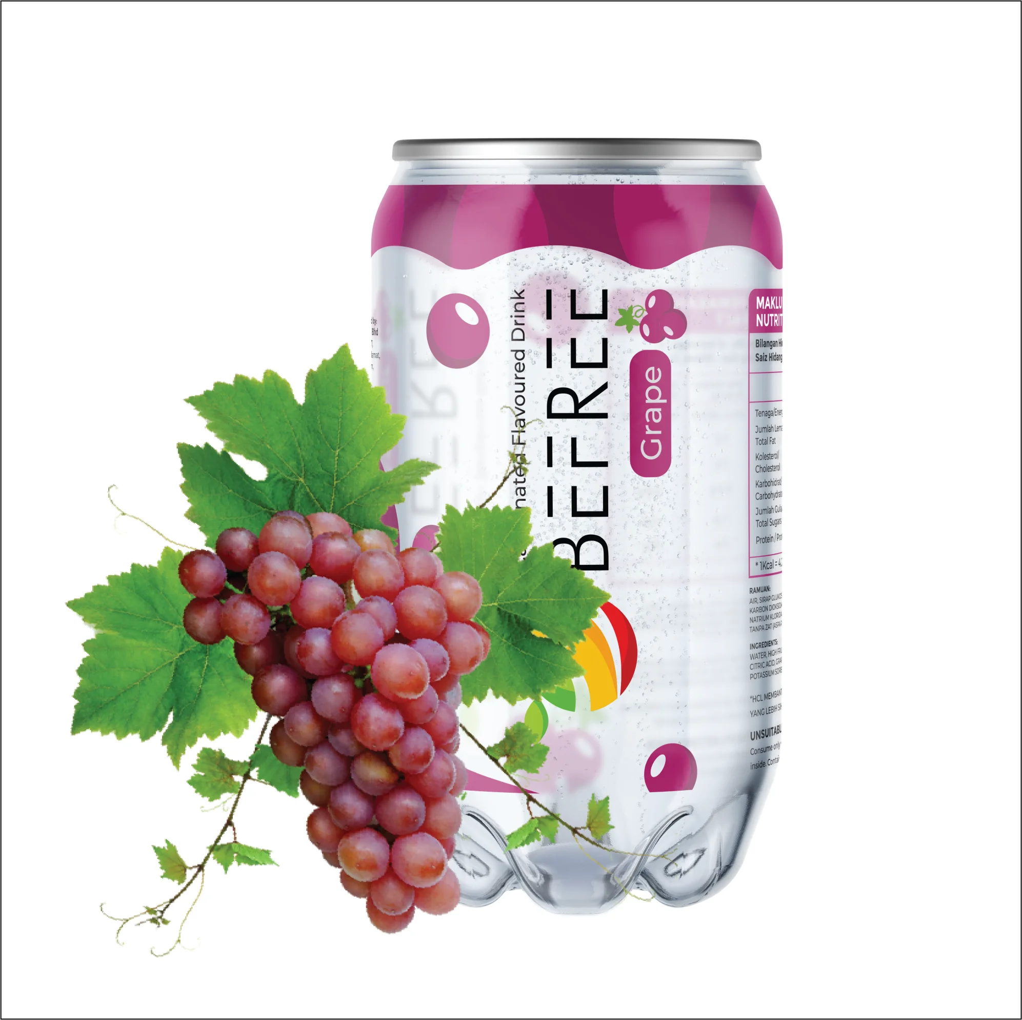 wholesaler Flavored high quality oem lowest price Drink BeFree Grape Carbonated premium quality 350ml 24 Cans Tinned Packaging