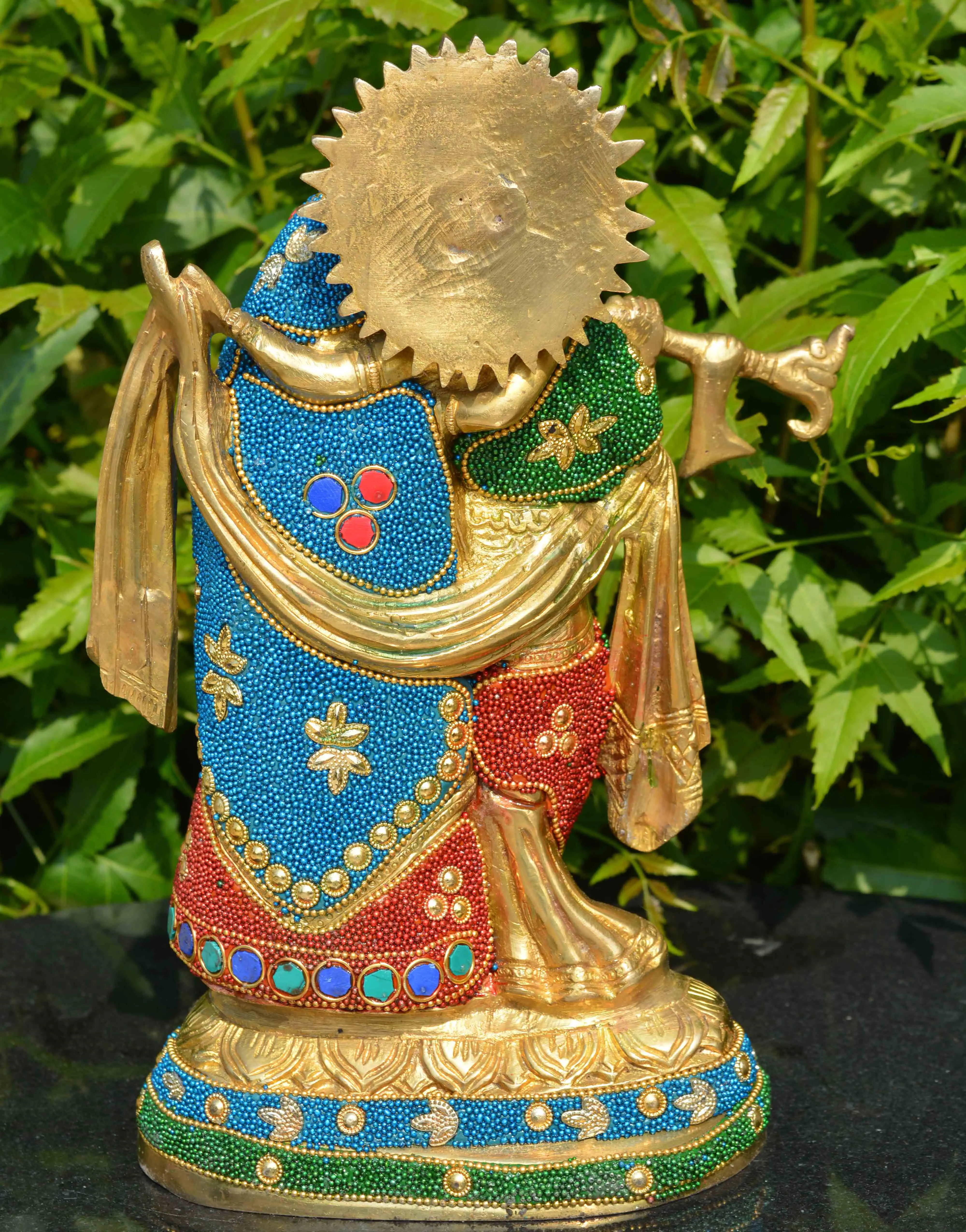 Латунная статуя radha krishna с каменной отделкой для украшения дома украшение храма латунный декоративный элемент