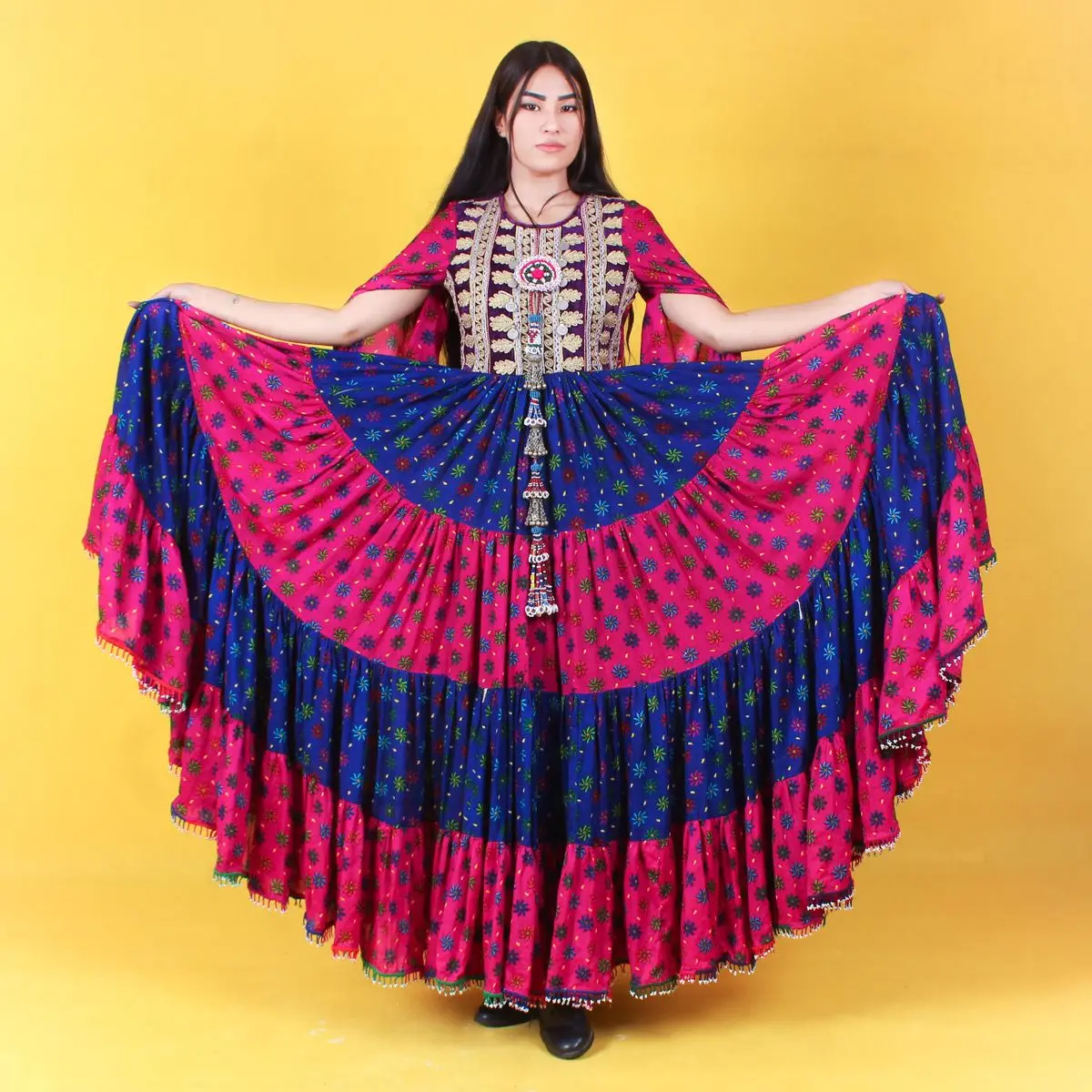 Tribal ethnic vintage kuchi dress, Afghan/Pakistani Kuchi party traditional multi color Dress Factory in Peshawar
