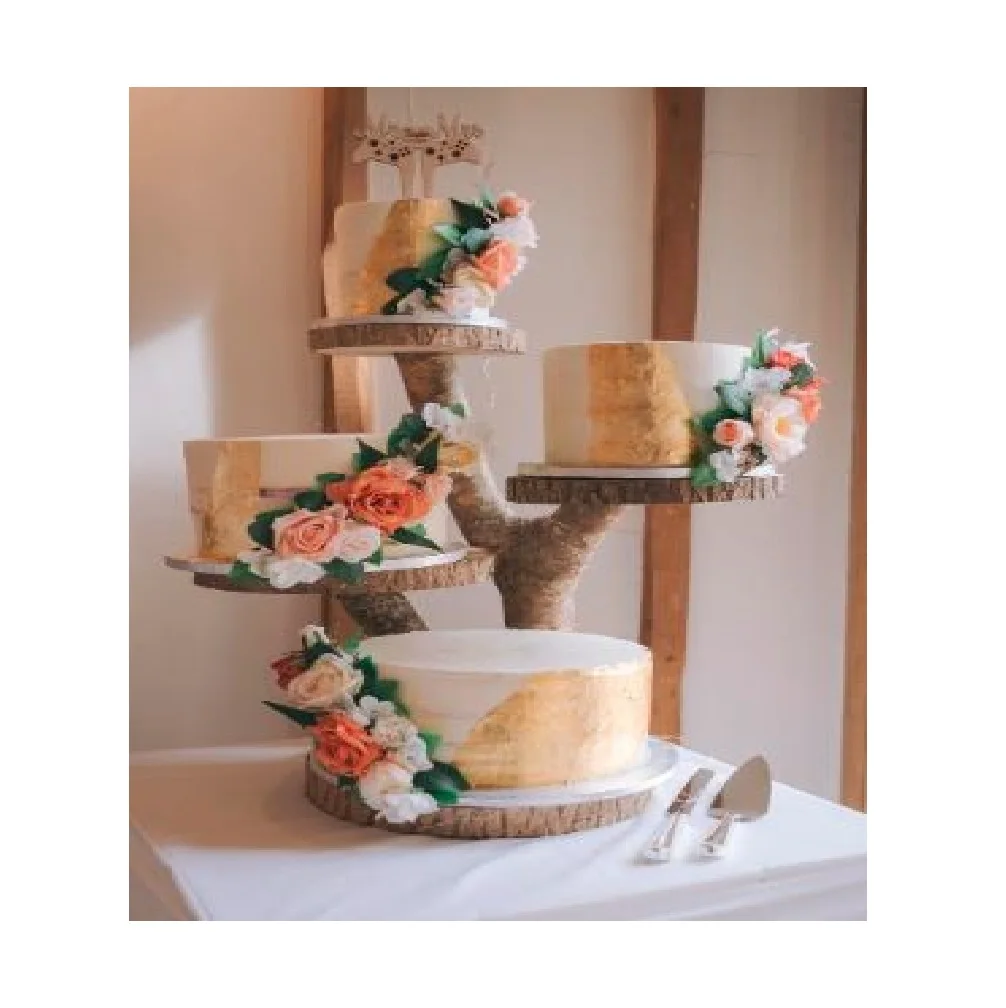 Modern Cake Stand Good Quality Wooden Factory Customized Wedding Birthday Cakes Tableware Decorative Cake Displayed 3 Tier Stand