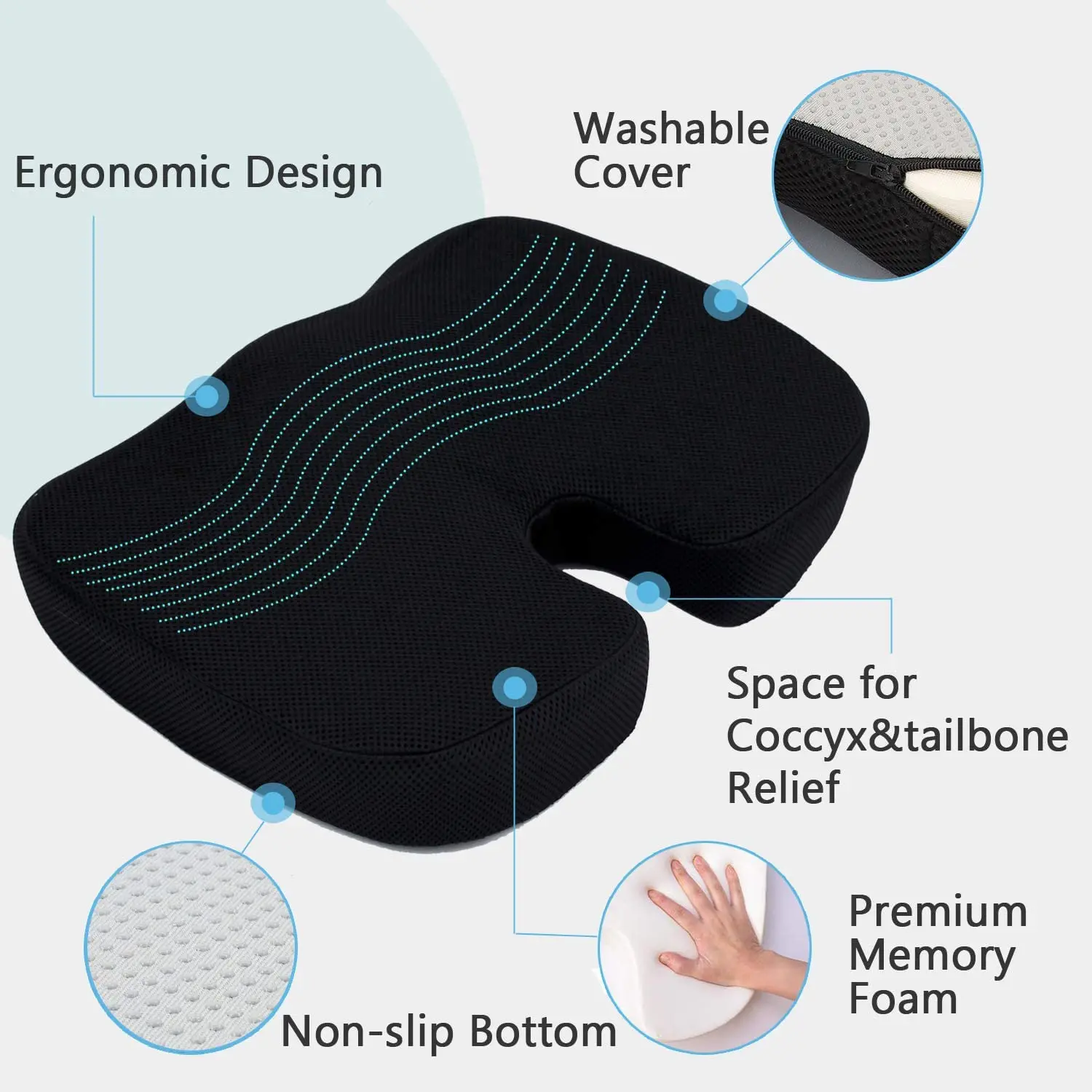 OEKO-TEX Orthopedic Ergonomic Adjust Comfort Car Seat Office Chair Memory Foam Waist Back Support Cushion With Lumbar Pillow