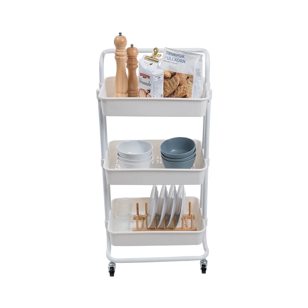 White Storage Rack Trolley with Wheels Multi-Purpose Utility Cart for Garden Storage Hand-Carts Trolleys