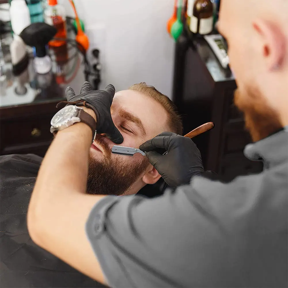 Парикмахерская прямая бритва с одним лезвием и индивидуальным логотипом оптовая продажа низкий минимальный заказ для парикмахера из нержавеющей стали