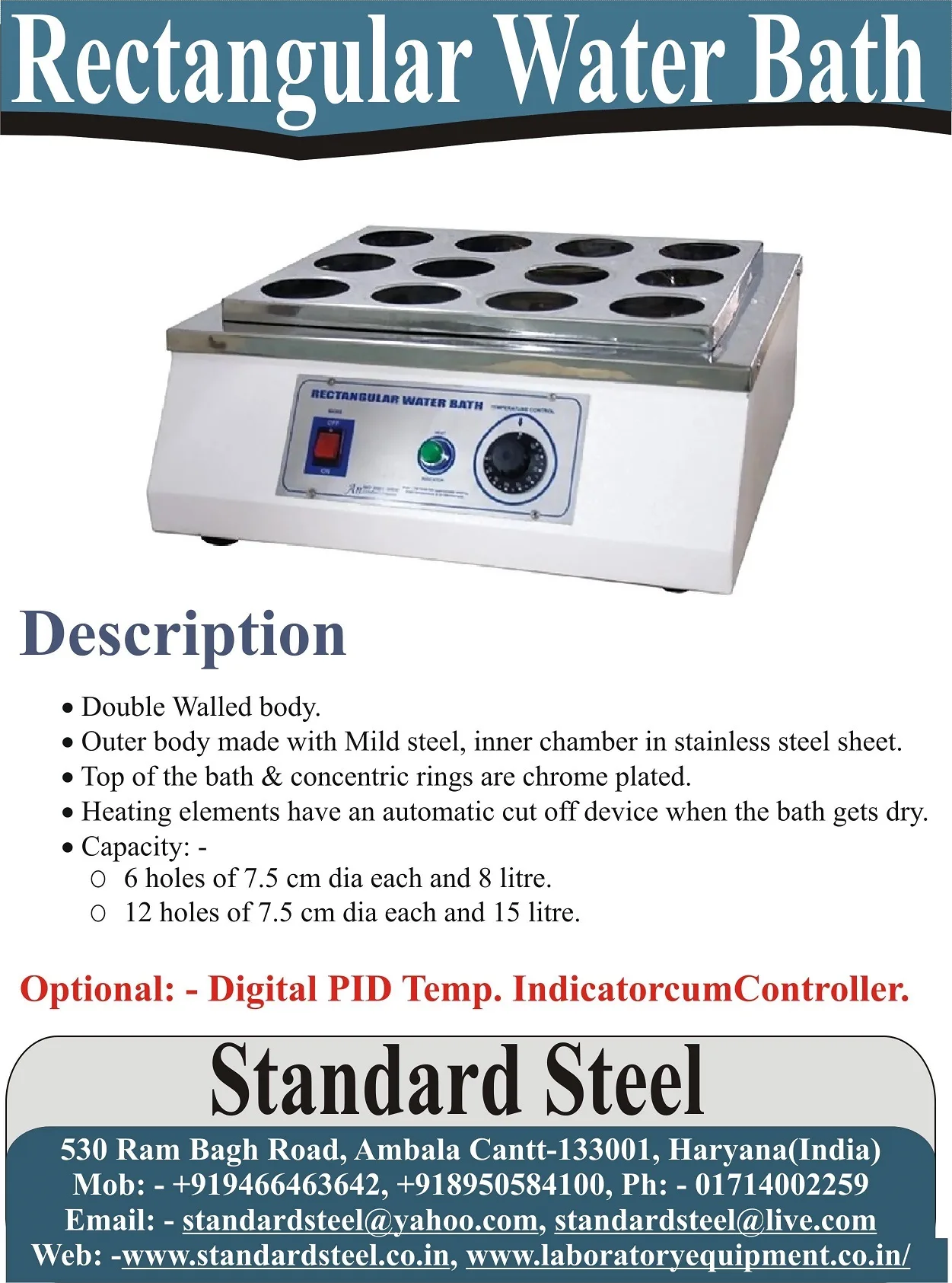 laboratory rectangular Water Bath thermostatic water bath constant temperature water bath price