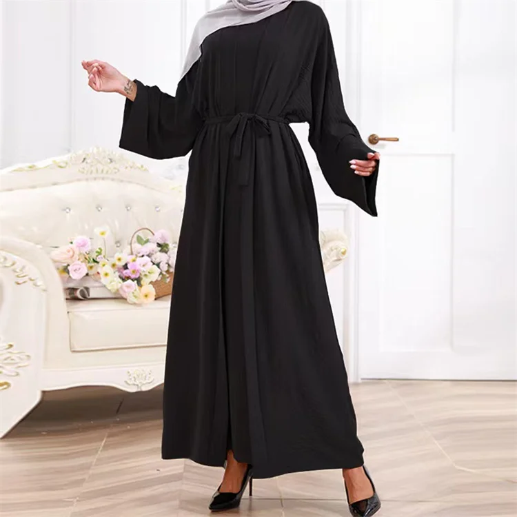 2023 Custom Traditional Muslim Clothing Set Women Cardigan Open Abaya Islamic Dress Eid Two Piece Set Muslim