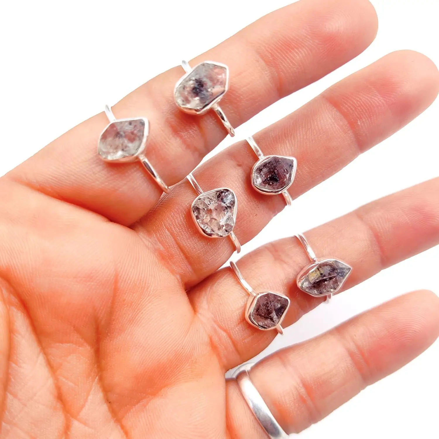 Smoky Quartz Rough Gemstone Ring Sterling Silver Ring with Natural Raw Smoky Quartz Stone Raw Crystal Ring Healing crystal