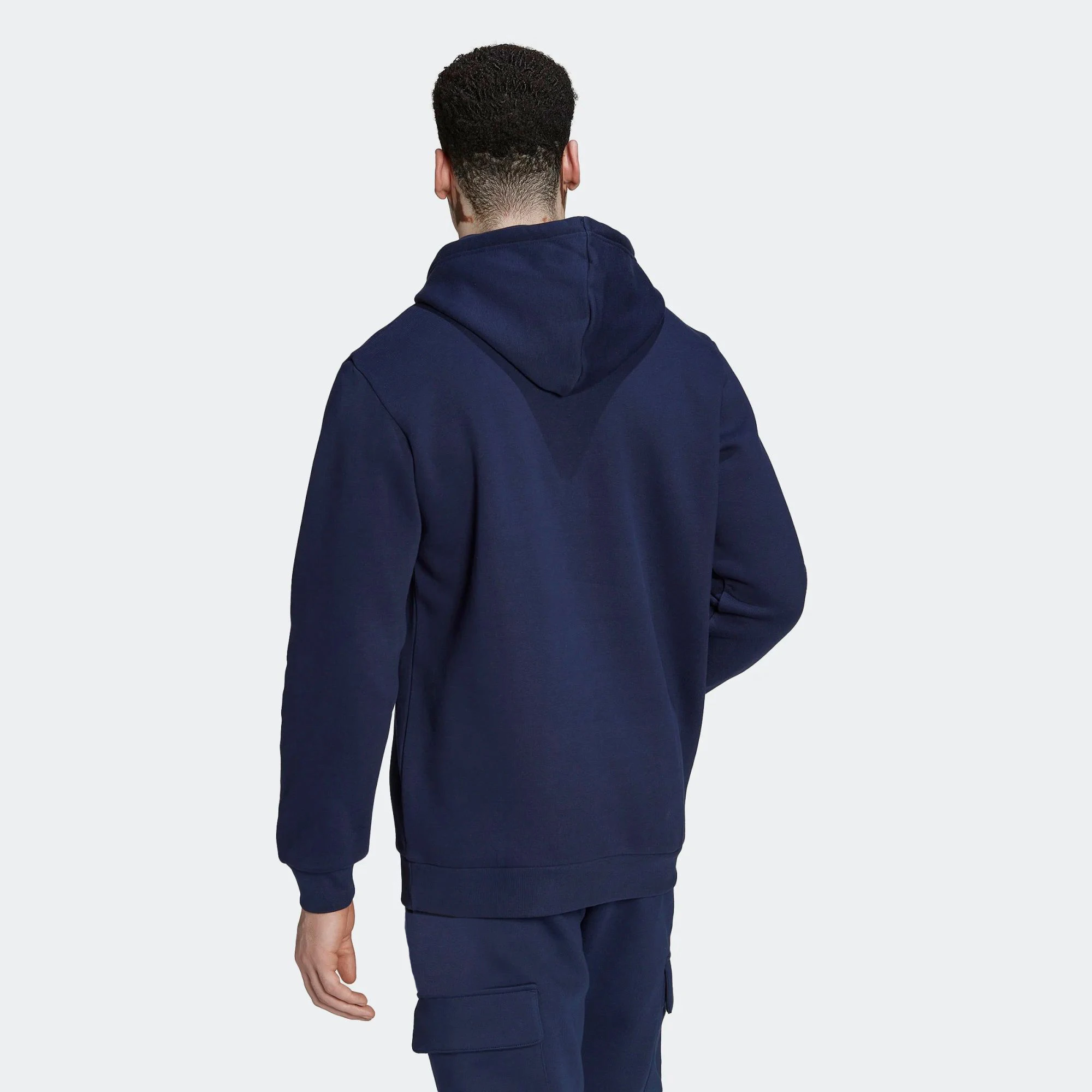 Regular Fit Heavyweight 70% Cotton 30% Recycled Polyester Fleece Essentials Trefoil Night Indigo Men Pullover Hoodie