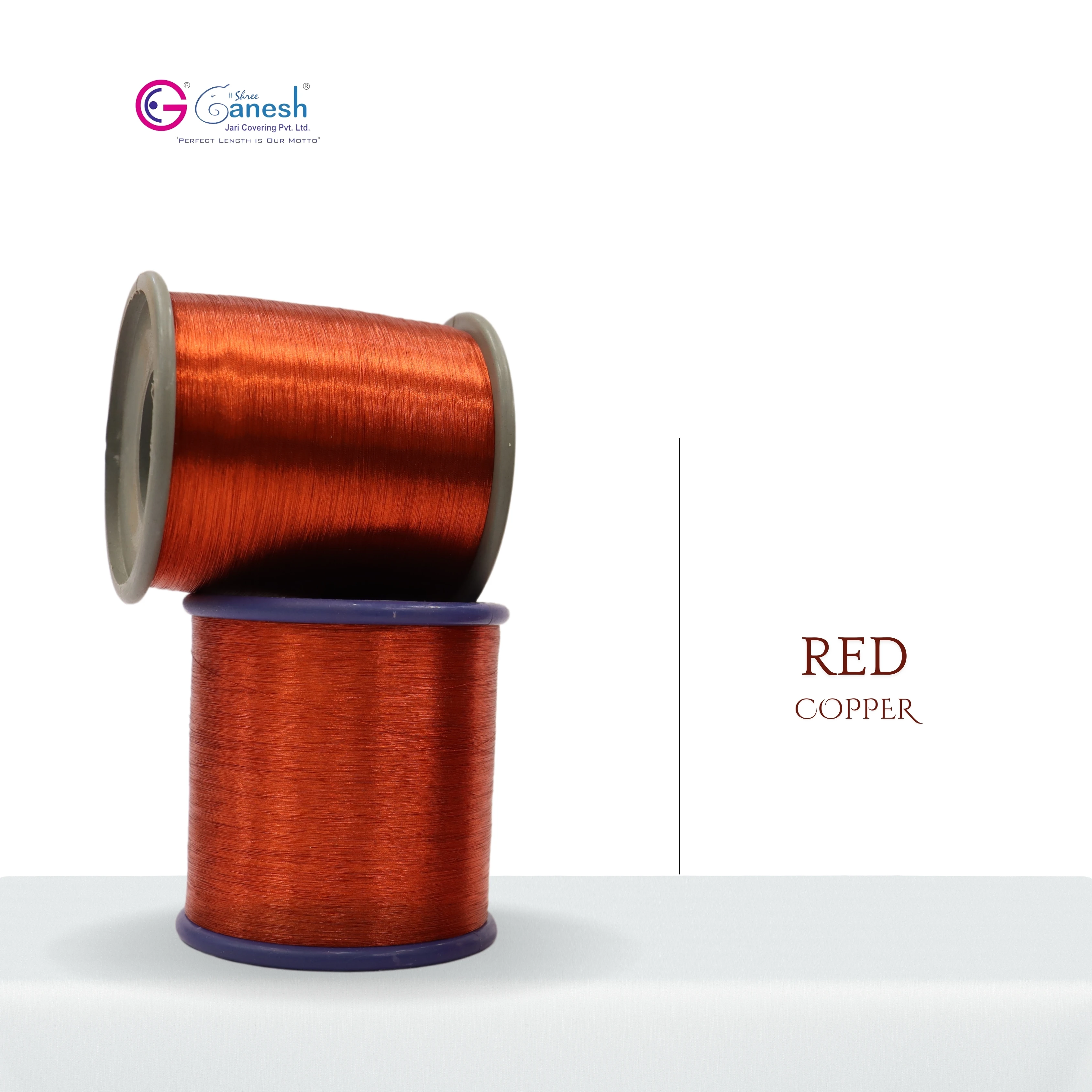 High Tenacity 70 D Kasab Embroidery Weaving Yarn Metallic Red Copper 100% Polyester Dyed Pattern Ring Spun Technique