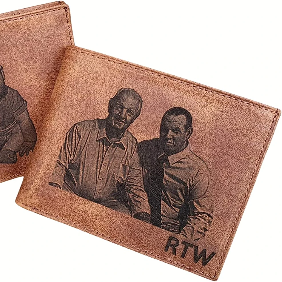 Genuine Cow Leather Laser Engraved Logo Wallet Wholesale Custom Genuine Leather Wallet for men