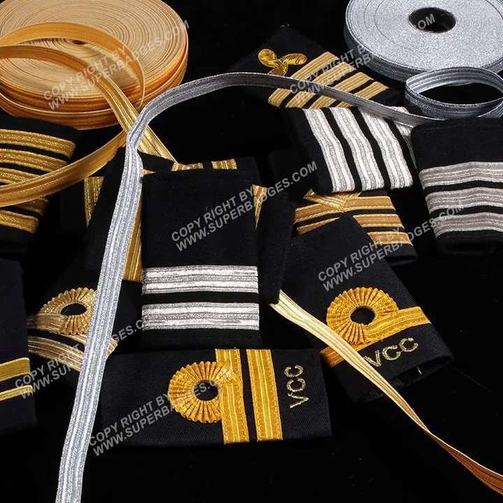 OEM Gold Bar Epaulet for Pilot Sliders Shoulder Boards Wholesale Pilot Style Shoulder Boards Epaulets 1/2/3/4 Silver Bars