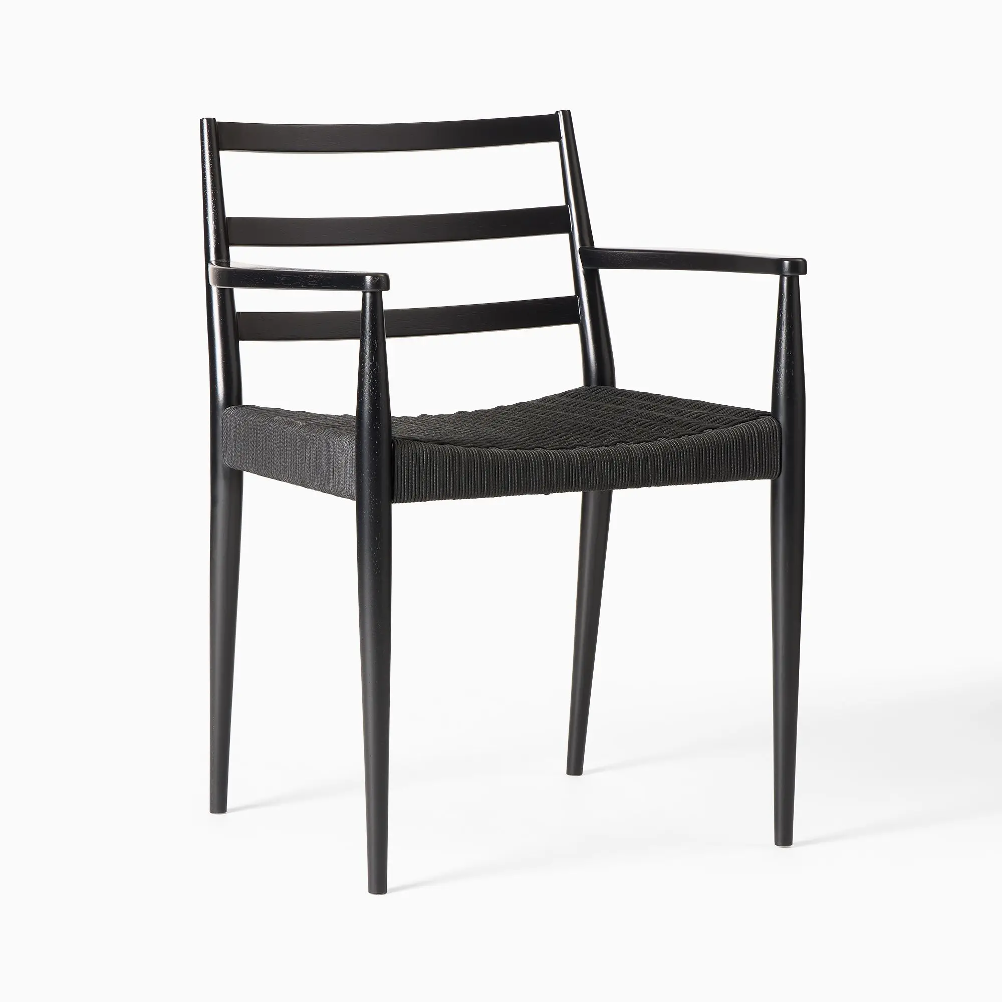 High Quality Modern Design Dining Chair Woven Cord with Solid Wood Frame Black Painted Foldable for Indoor Home Villa Furniture