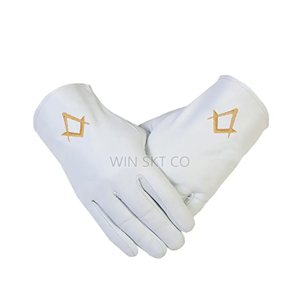 Wholesale Factory Price 100% Cotton Made Custom Masonic Logo Masonic Glove