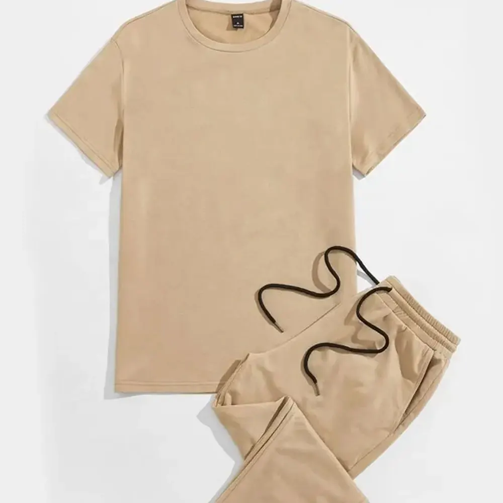 Wholesale Short Sleeve Top And Long Pants Set Men Tracksuit Set Summer Custom Mens Quick Dry Tshirt Tight Training Sports Clothe