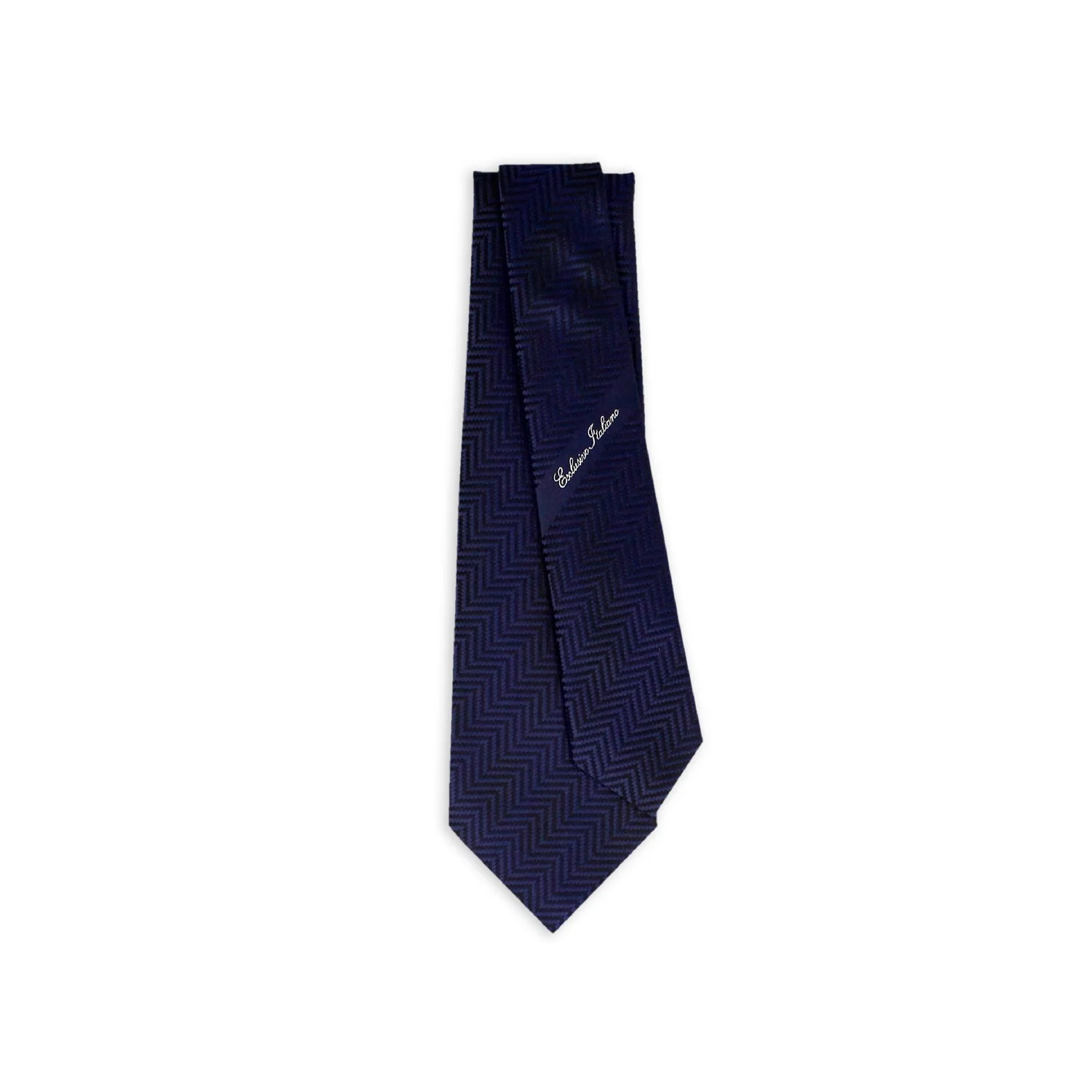 Jacquard Milano Navy Blue Elegant Italian 100% Silk Seven Fold Neck Tie Classic Business Floral Printed Design Formal Special