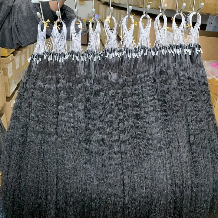 Microlinks Hair Extensions 100 Strands/Pack Natural Black Unprocessed Virgin Peruvian Kinky Straight Micro Loop Hair Naturel