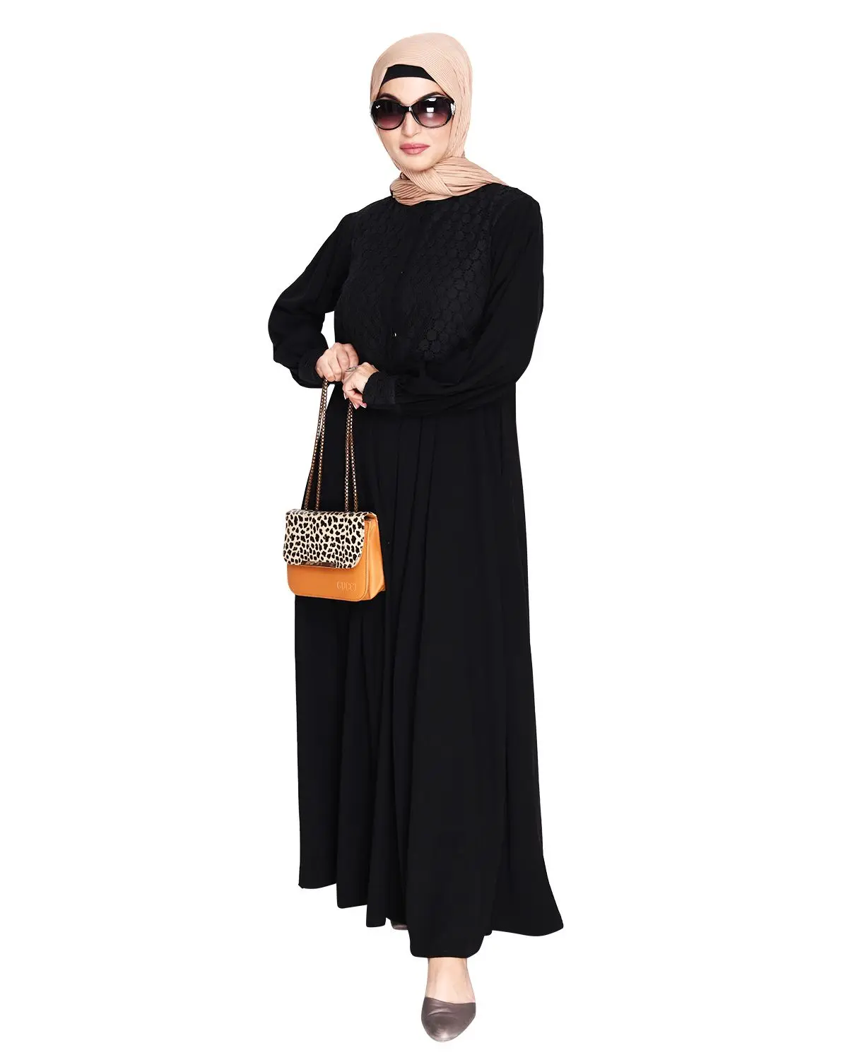 Customize Design and Color Best Fabric Dresses Subtle Black Lace Dress Abaya Burka For Women