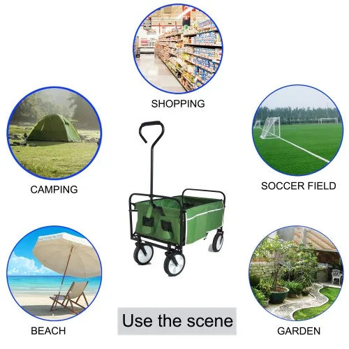 Wholesale Outdoor Beach Camping Collapsible Utility Wagon 4 Wheel Garden Tool Folding All Terrain beach wagon big wheels