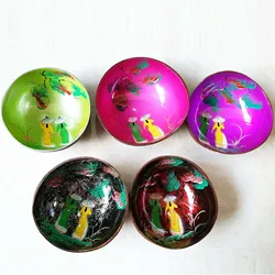 New design mother of pearl inlay lacquer coconut shell bowl lacquered bowls cheapest lacquerware from Vietnam