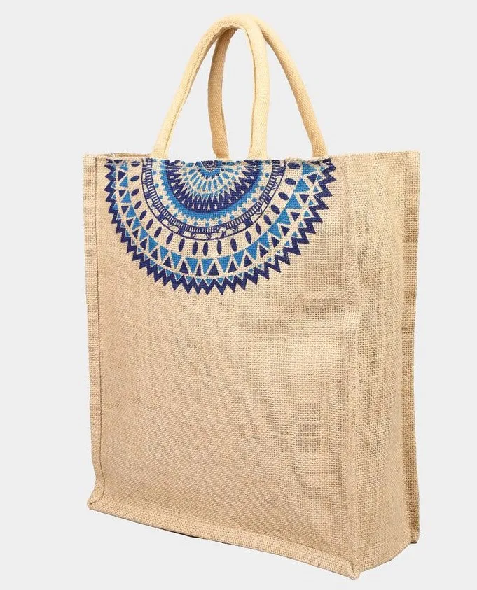 Jute burlap bags from India, perfect for everyday shopping and groceries, made entirely from natural fibers of Indian origin.