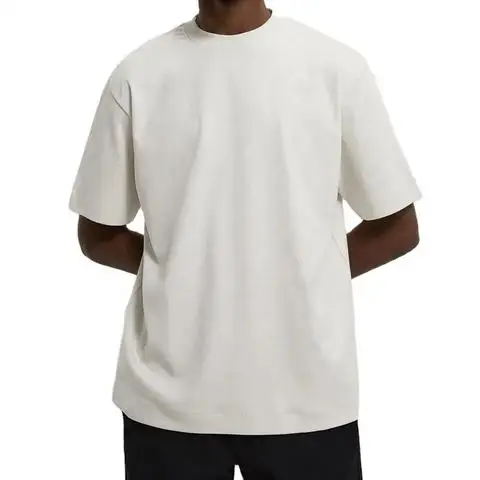 Custom Print T-shirt Mens  Thick Collar 100% Cotton T-Shirt Heavyweight Plain Oversized Mock Neck Tshirt For Men logo on demand