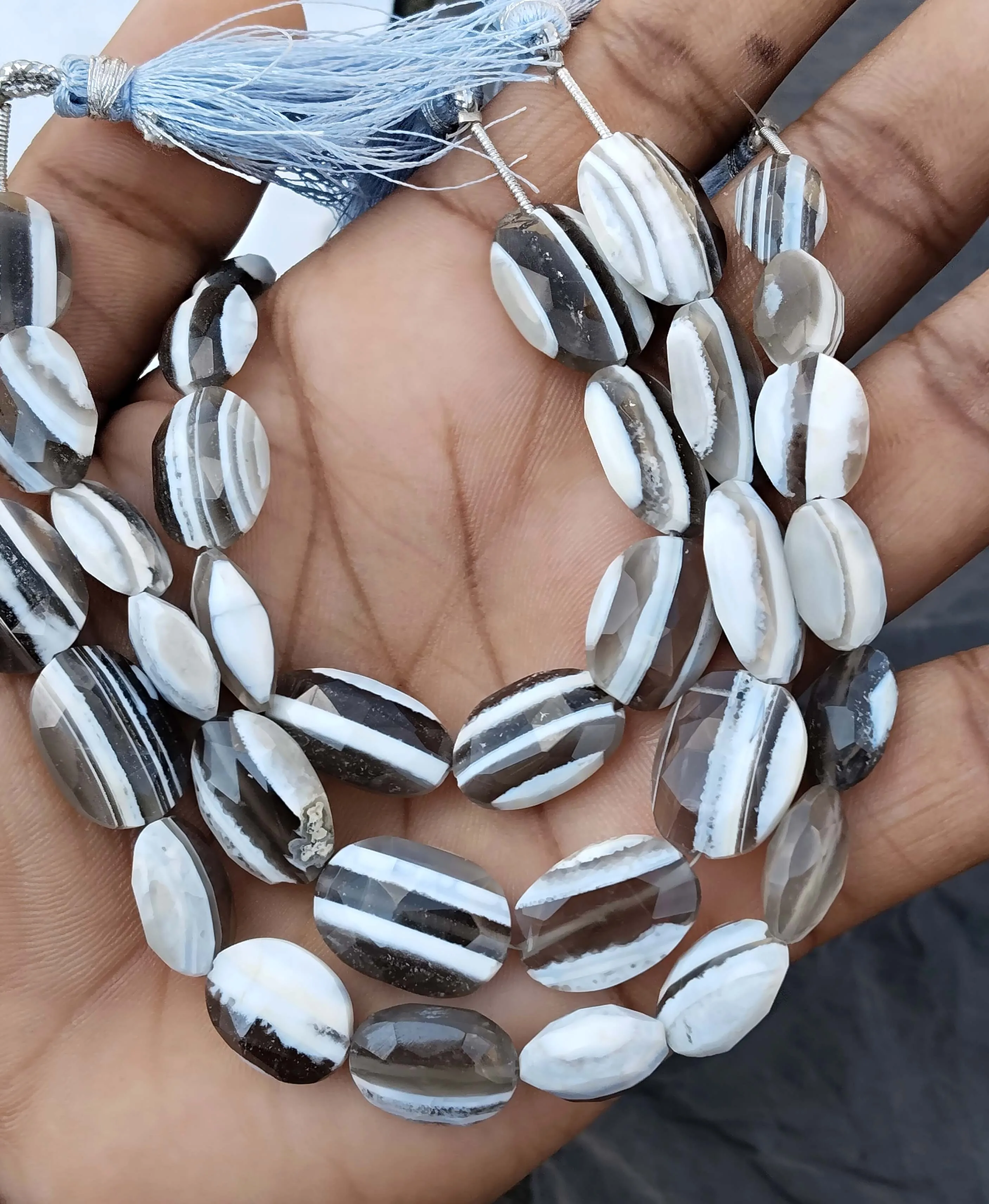 Custom Jewelry Making Blue Boulder Opal Beads Faceted Oval Stone Strand Loose Stone Jewelry Beads