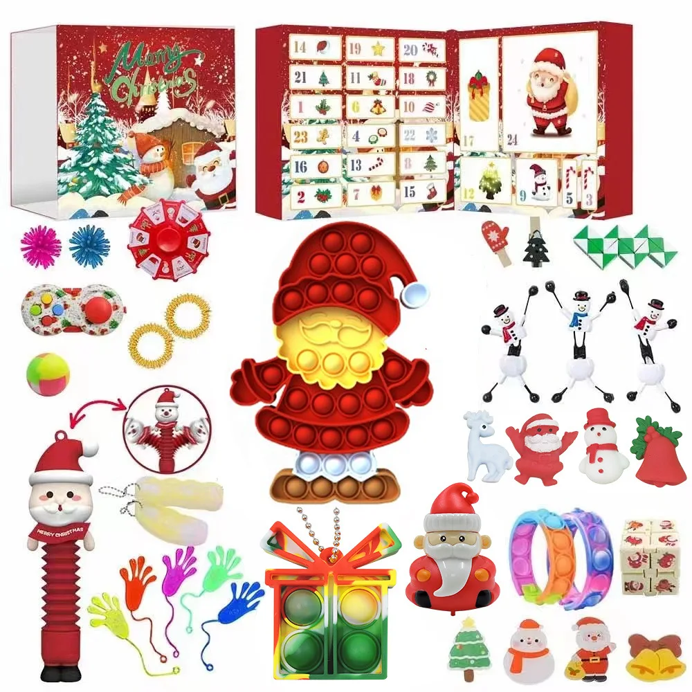 Wholesale Support Customization 24 pcs 25pcs Christmas Gifts Blind Box Popper Sensory Fidget Toy Advent Calendar Christmas Toys