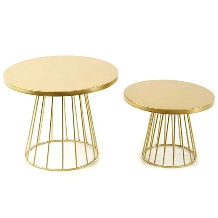 Modern 2-Piece Living Room Furniture Set round Metal Nesting Side Tables with Antique Design for Home Kitchen or Hotel Use