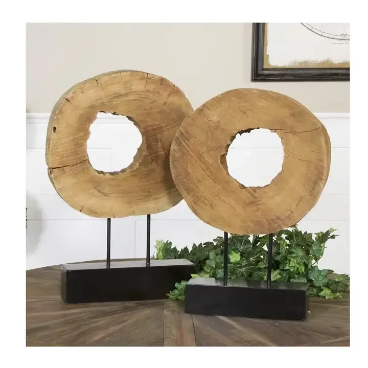 Metal Wooden Tree Sculpture for Office Desktop SET OF 2 Sculpture Decorative Table Statue Home Decorate Living Room Decoration