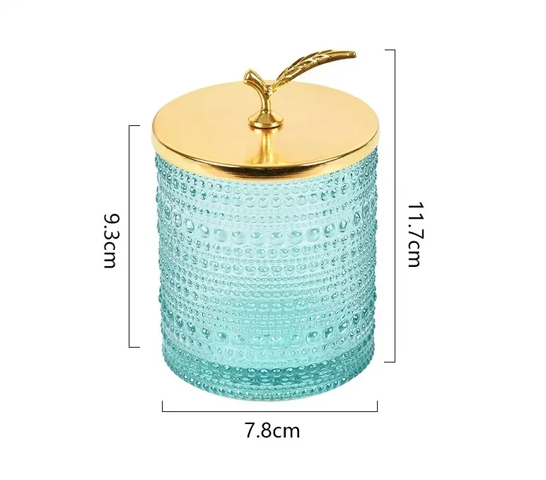 Embossed Texture Green Food Storage Container Pickle Jar with Decorative Metal Lids sealed jar moisture-proof large capacity jar