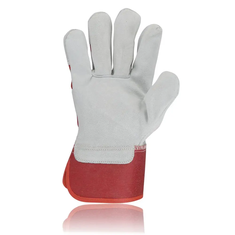 Mens Cheap Protective Safety Cow Split Leather  for Winter Construction Leather Work Hand Sefty