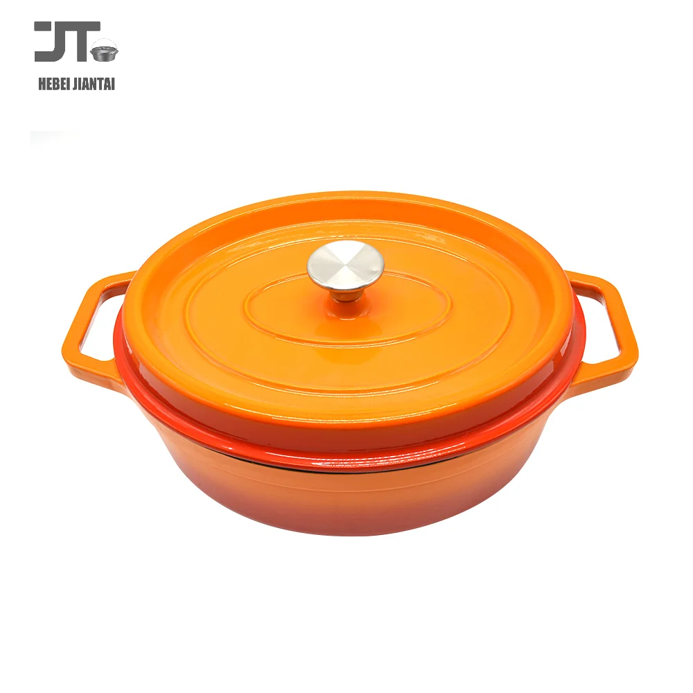 Enameled Oval Cast Iron Dutch Oven with Handle 4-Quart Casserole Pot with Lid Roaster for Bread Baking Cookware for Household