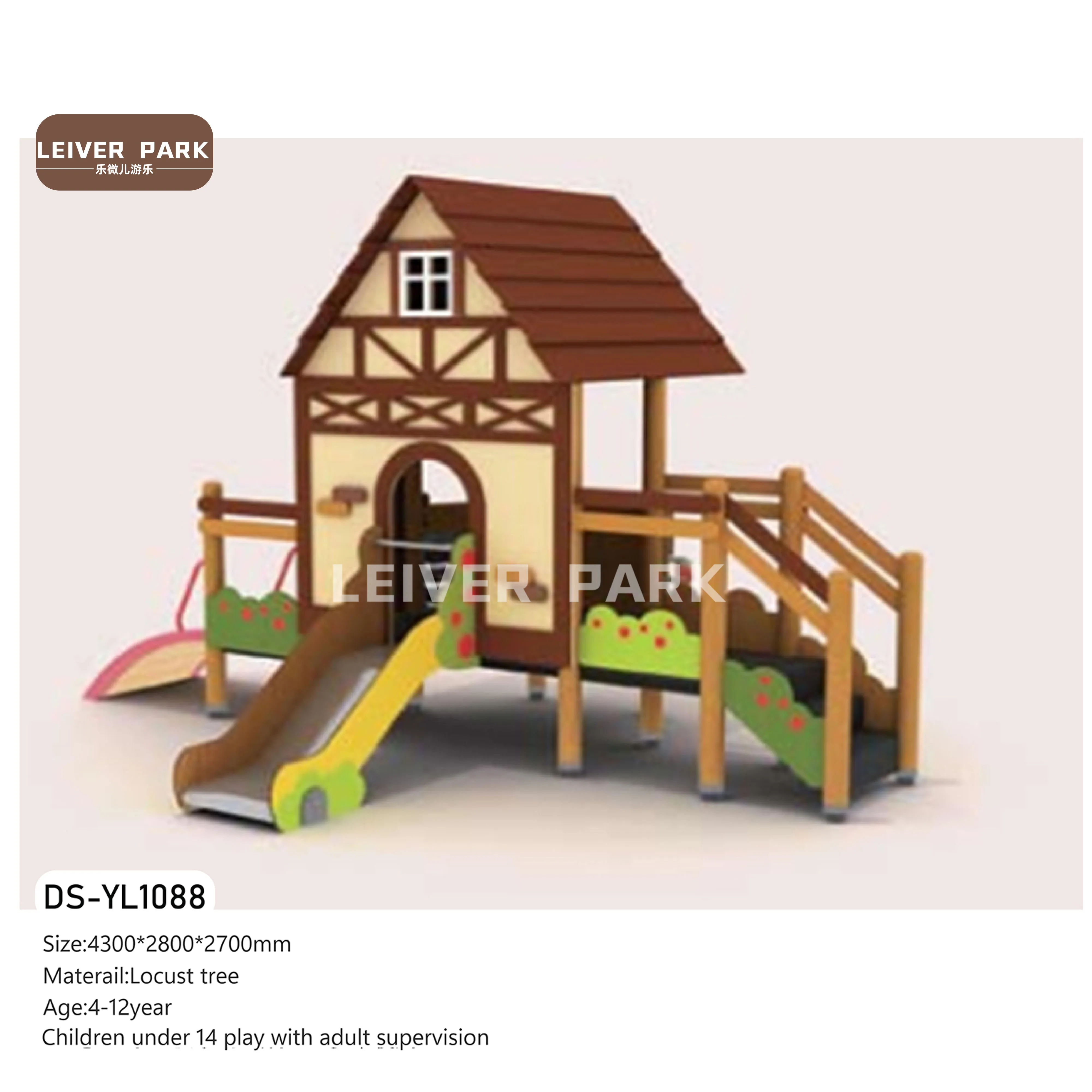 New Arrival Wooden Children Outdoor Playground Amusement Park With Stainless Steel Slides Outside Kids Park Outdoor Playground