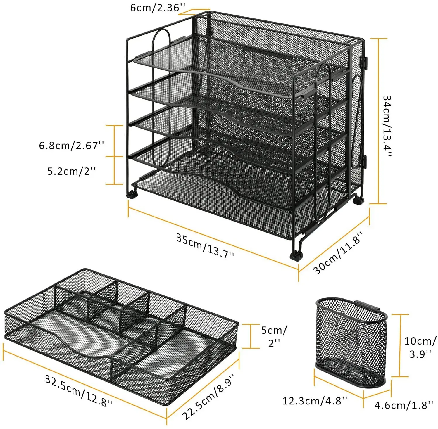 Factory customization Mesh 5 layers With drawers and two pen holders iron art file storage file tray for office