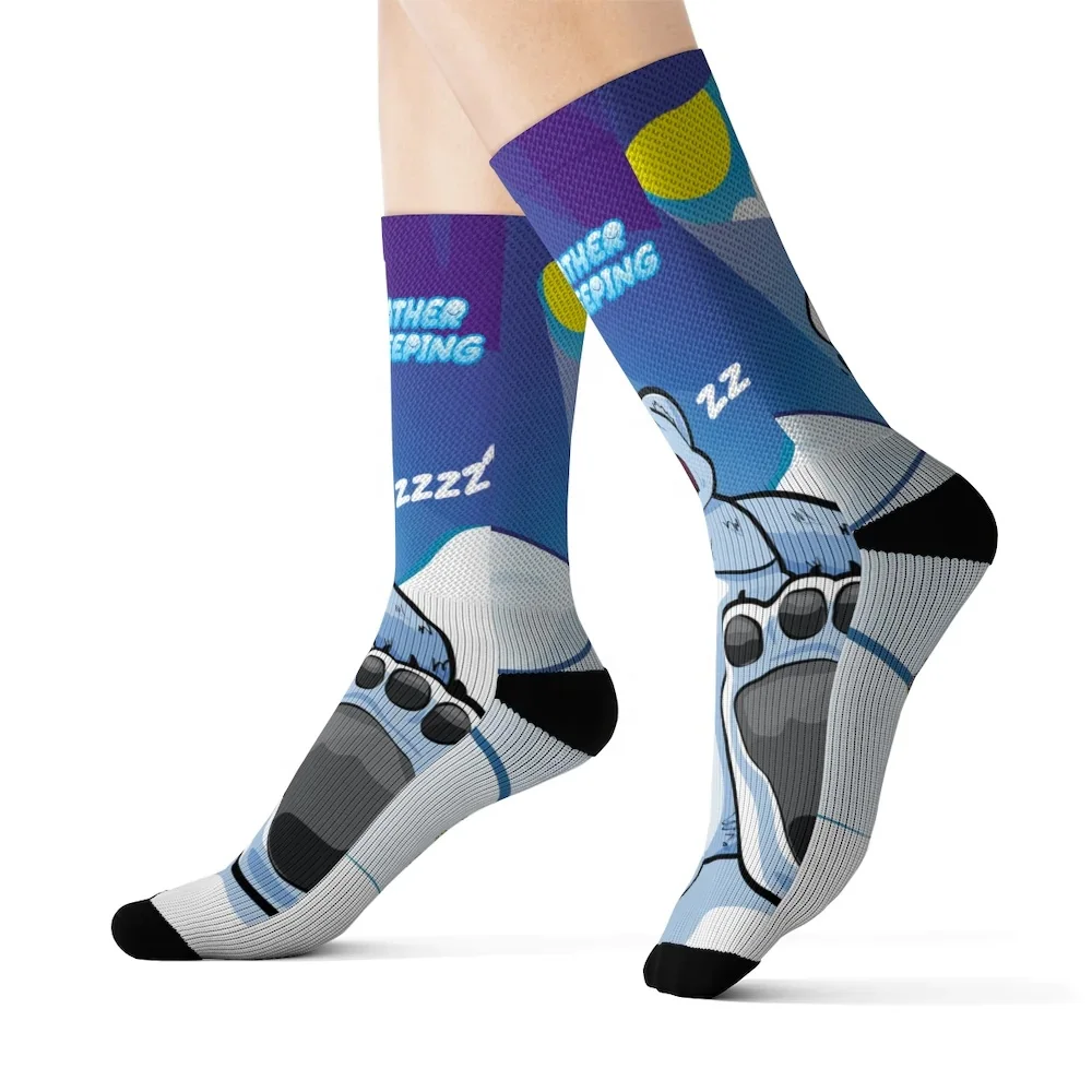 2024 Custom High Quality Polyester-Nylon Sublimation Print Socks  Digital Print Polyester-Nylon Socks 3d Cartoon Girl Tube Socks