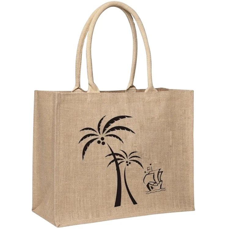 Gift Custom Logo Eco Reusable Cloth Carrying Bags Women Beach Hand Tote laminated grocery promotional Shopping Handbags Jute Bag