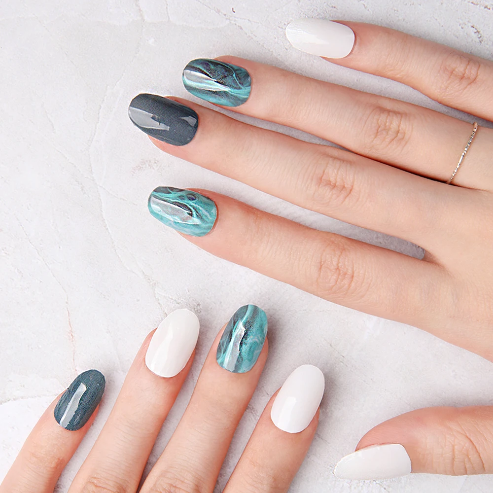 Wholesale color design Korea semi-cured Uv gel nail stickers Own-brand polyethylene gel nail kits wave gel BLUE nail lamp
