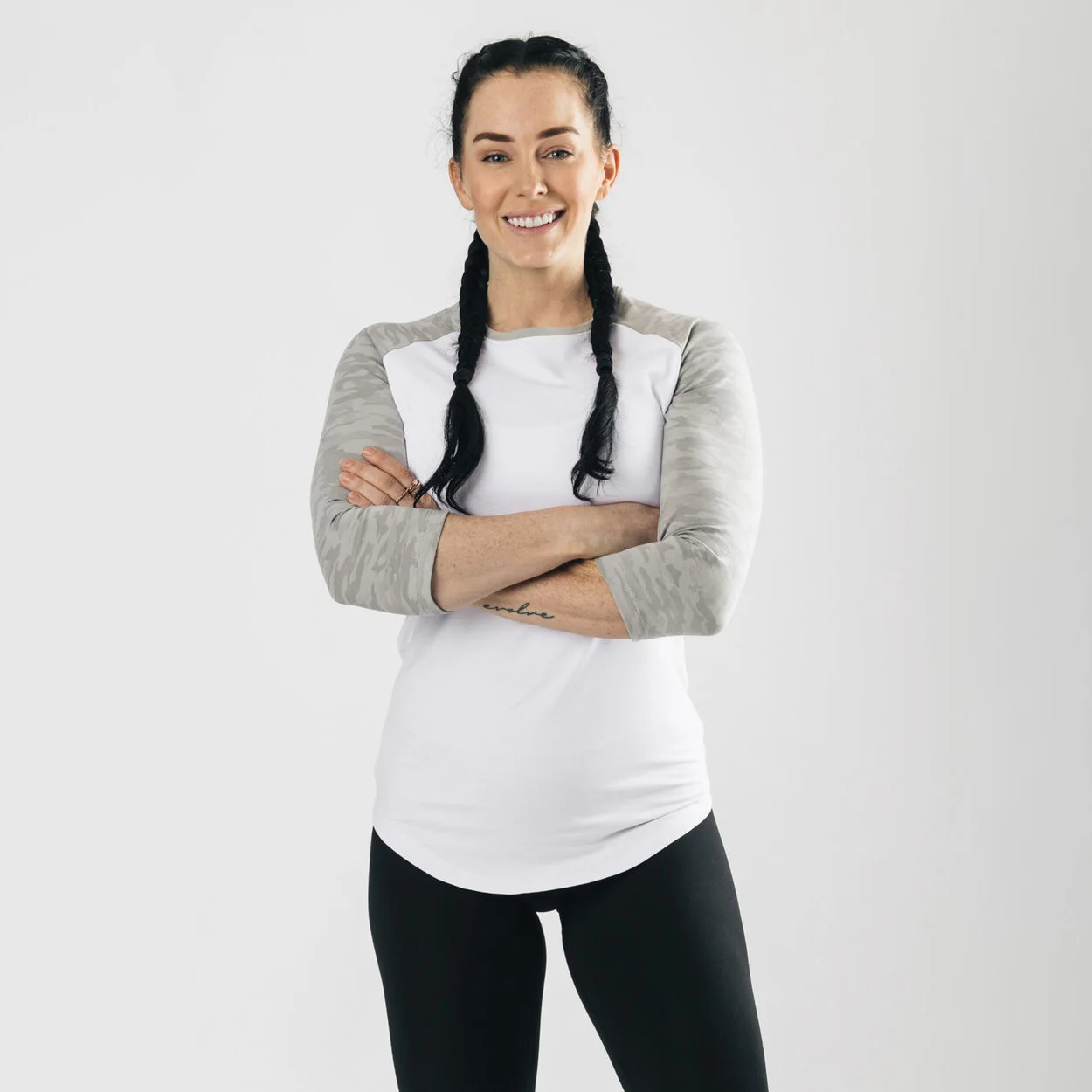 Custom Womens 3/4 Length Sleeve T-Shirt Blank Scoop Neck Tee Cottonplain Raglan Baseball T Shirt Women