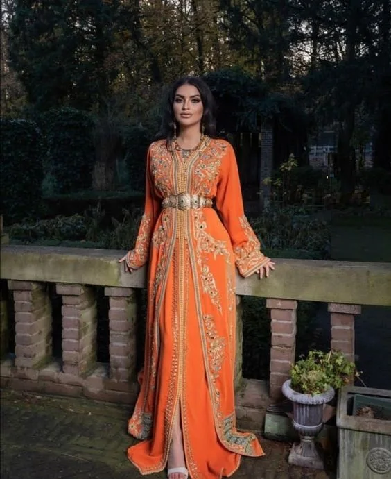 BEAUTIFUL MIDDLE EAST DESIGNER PARTY-WEAR CAFTAN DRESS WITH Embellished WITH CRYSTAL GLASS BEADS,STONE,DABKA WORK @ 2023