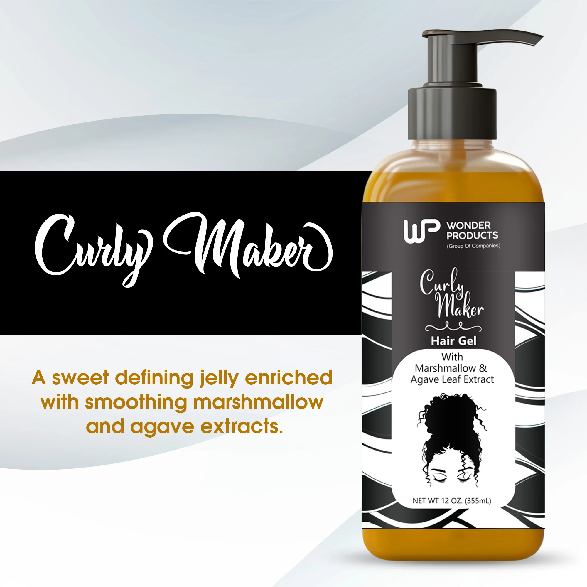 Best Selling CURLY MAKER HAIR GEL 355 ML for all hair types at low prices with customized logo private label