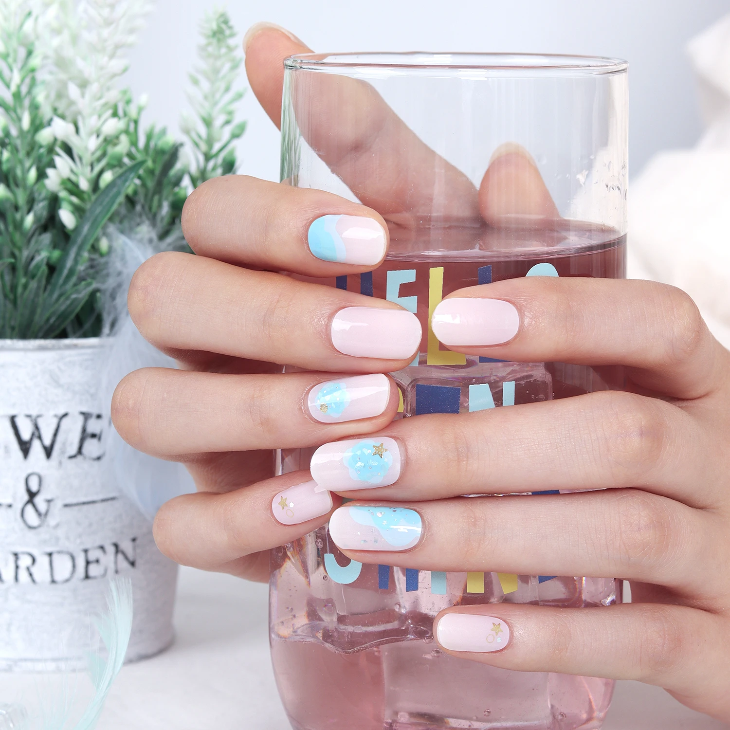 ShineB Gel Nail Strips #45831 Ocean Wave Best selling easy nail sticker Salon High Quality made in korea Fashion item Decoration