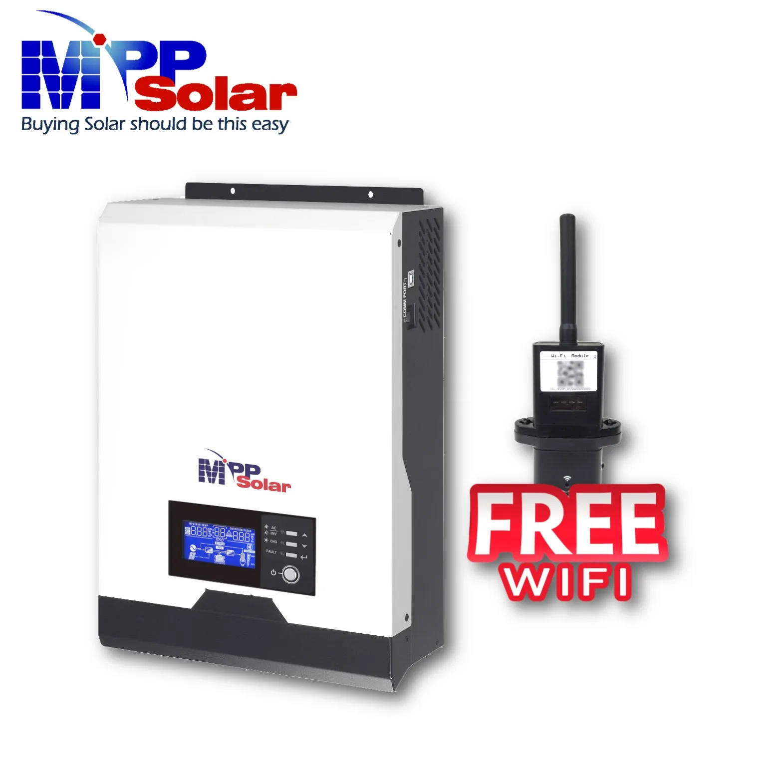 MPP Solar inverter 1000w 12v 230v WiFi Max PV input 105v MPPT charger 40A off grid pure sine wave single phase