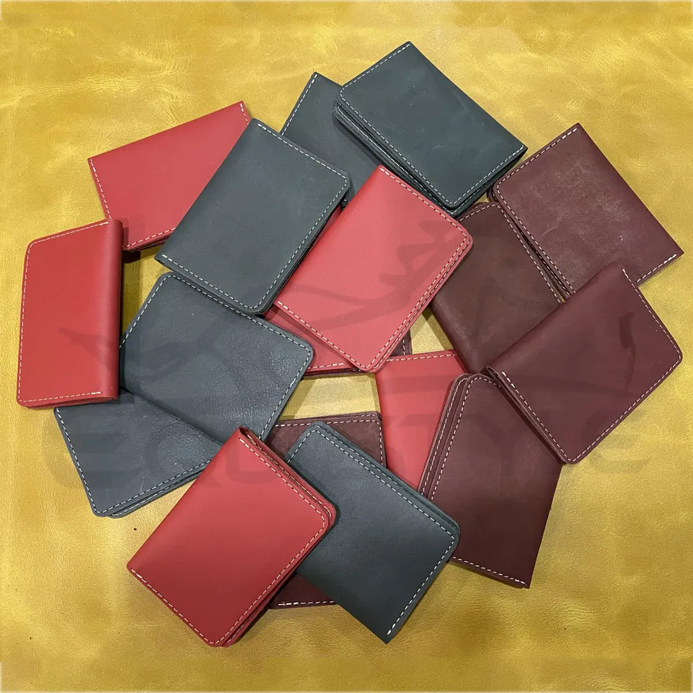 Personalized Logo Card Holder Daily Carry Accessory Men Credit Card Leather Wallet Small Size Minimal Style Pocket Carry Wallets