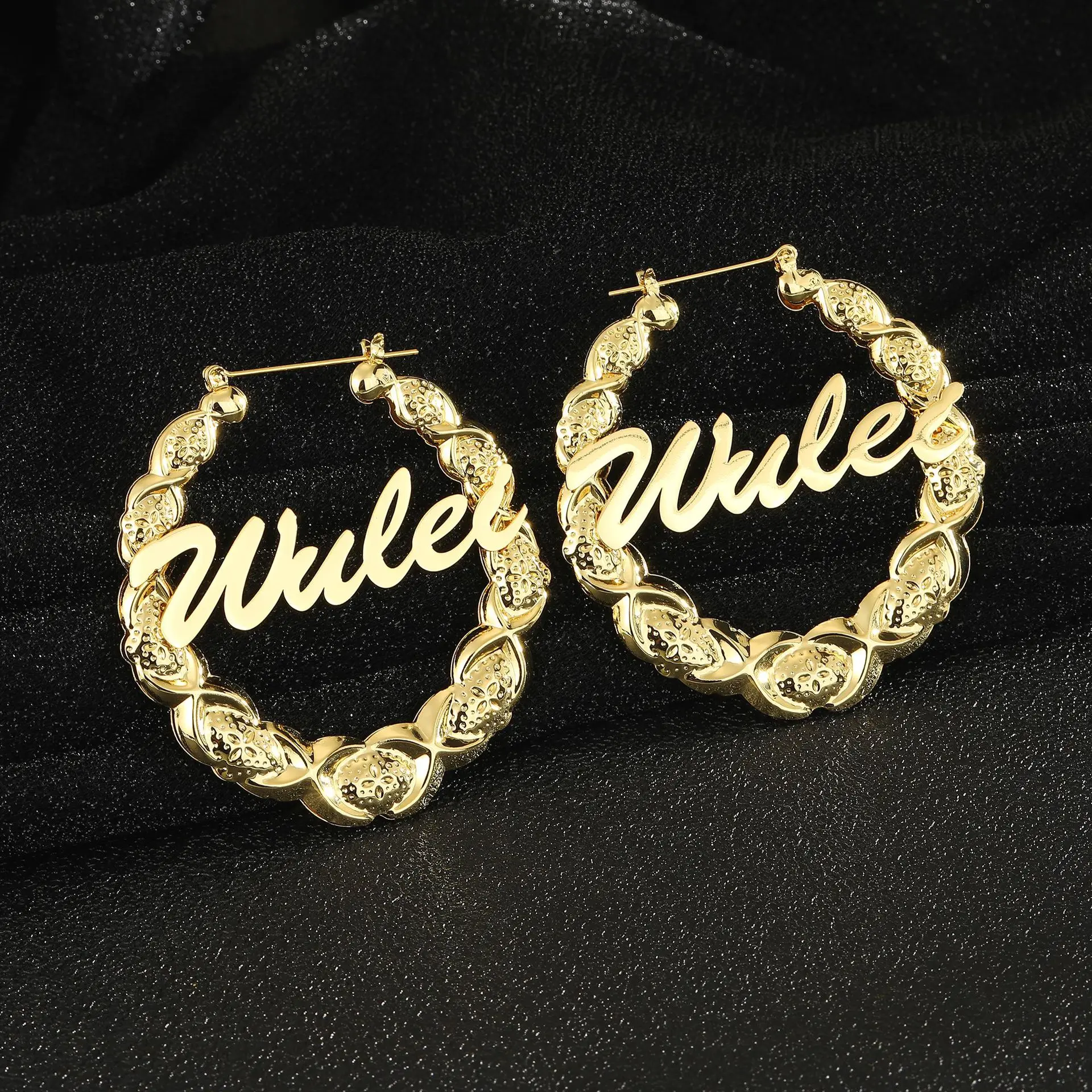 Personalized Words Earrings for Women Hip Hop Big Circle Initial Jewelry Custom Name xoxo circle Hoop Earrings