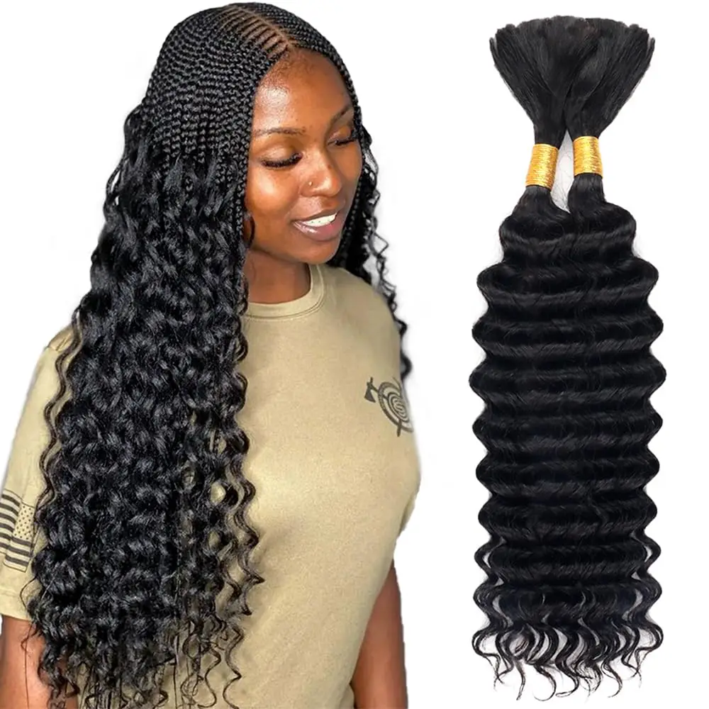 Deep Wave Bulk Human Hair For Braiding 100% Unprocessed Brazilian Virgin Human Hair Extensions