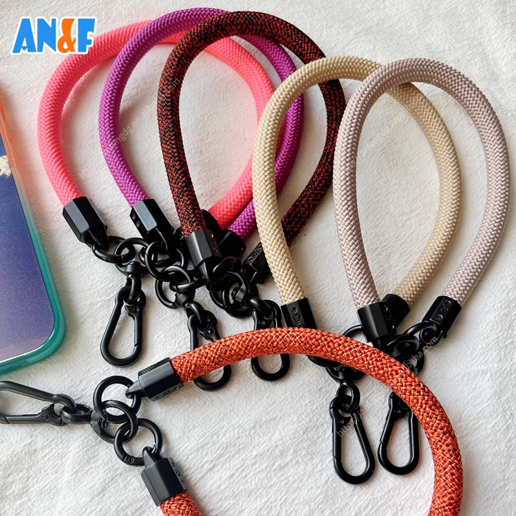 Custom High Quality Adjustable Short Round Mobile Phone Case Hand Wrist Strap Lanyard For Camera Water Bottle Flashlight